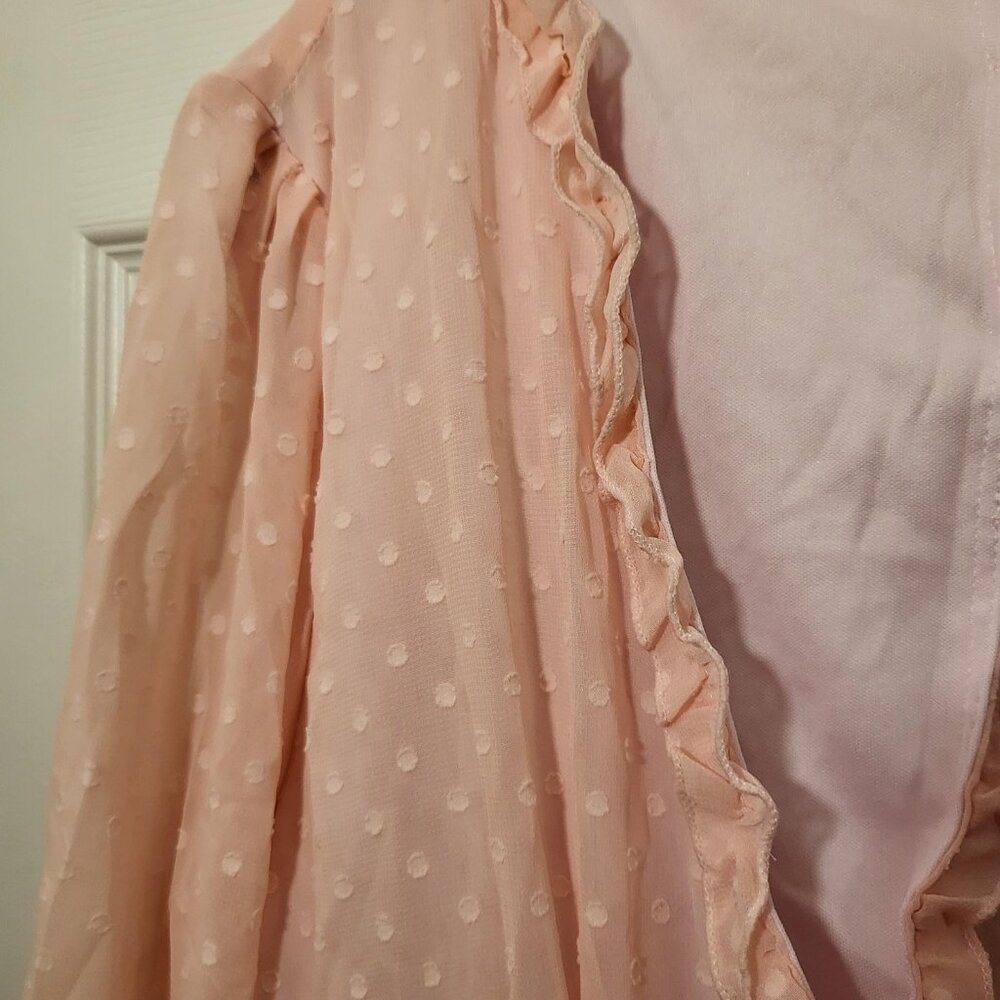 Unbranded Baby Doll Chiffon Swiss Dot Ruffle Open Back Dress XL Pink NEW - Picture 5 of 10